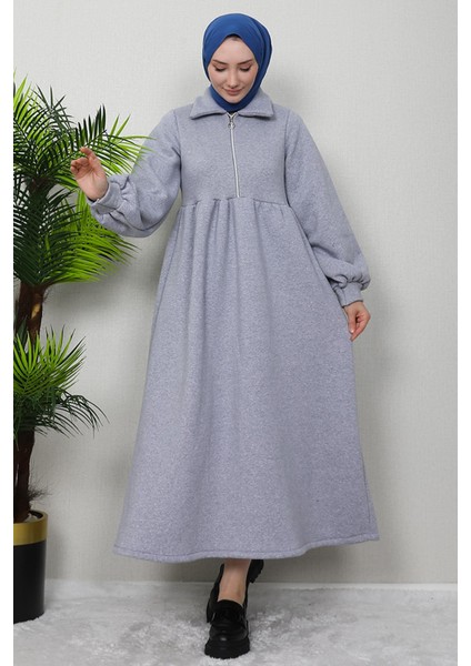 Ilayda Fermuarlı Elbise Gri fırsatları