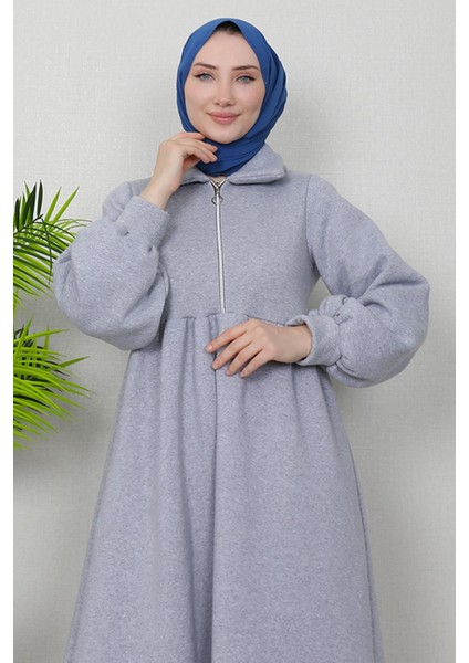 Ilayda Fermuarlı Elbise Gri indirimleri