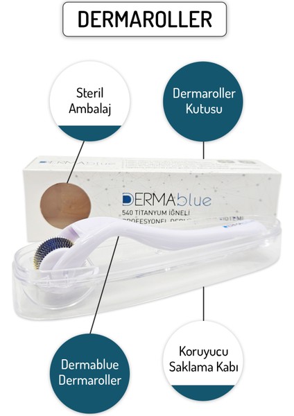 Dermablue Dermaroller 540 Titanyum İğneli Derma Roller