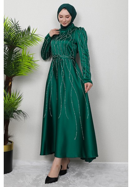 Şeyma Saten Abiye Soft Yeşil modelleri