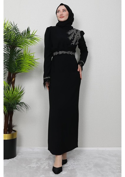 Hazal Tesettür Elbise Siyah modelleri
