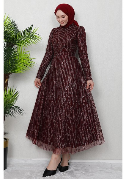 Elisa Tesettür Abiye Bordo fiyatları