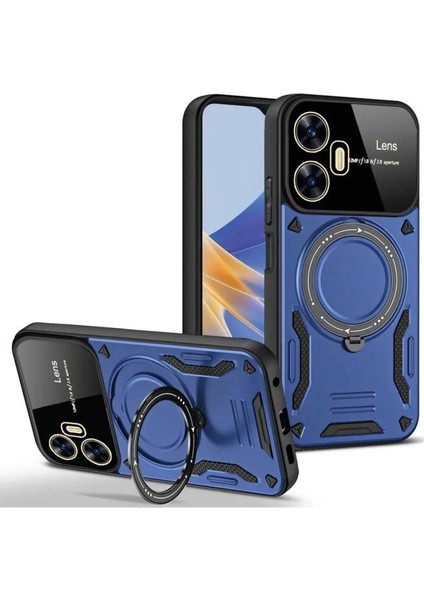 Realme C55 İle Uyumlu Kılıf Joy Lens Standlı Kapak