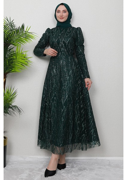 Elisa Tesettür Abiye Zümrüt modelleri