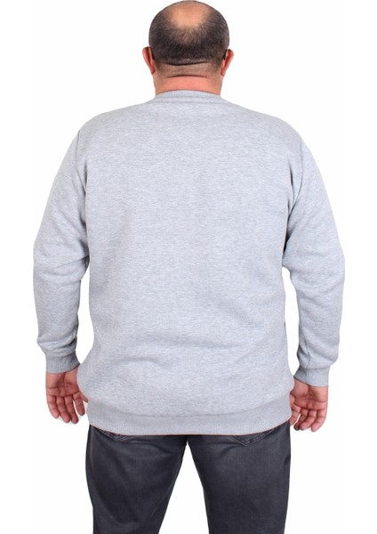 Erkek Büyük Beden Sıfır Yaka 3ip Sweat Original 24203 Grı Melanj fiyatları