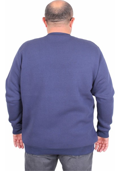 Erkek Büyük Beden Sıfır Yaka 3ip Sweat Respect 24205 Indıgo fiyatları