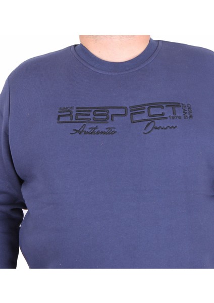 Erkek Büyük Beden Sıfır Yaka 3ip Sweat Respect 24205 Indıgo modelleri