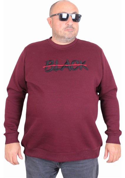 Erkek Büyük Beden Sıfır Yaka 3ip Sweat Black 24202 Murdum
