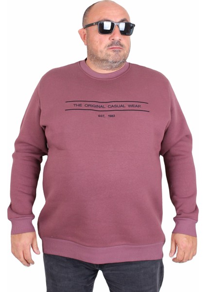 Erkek Büyük Beden Sıfır Yaka 3ip Sweat Original 24203 Eflatun