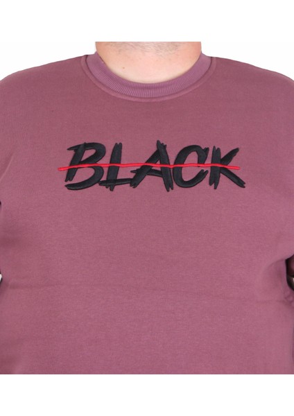 Erkek Büyük Beden Sıfır Yaka 3ip Sweat Black 24202 Eflatun modelleri
