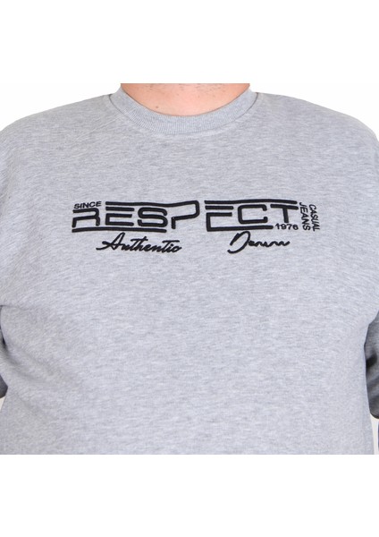 Erkek Büyük Beden Sıfır Yaka 3ip Sweat Respect 24205 Grı Melanj modelleri