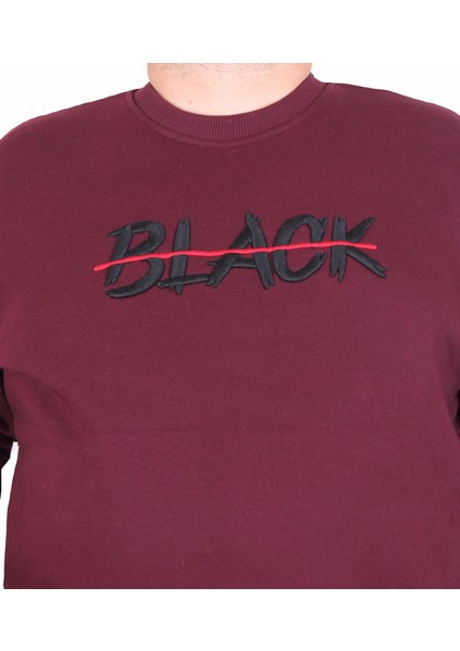 Erkek Büyük Beden Sıfır Yaka 3ip Sweat Black 24202 Murdum modelleri