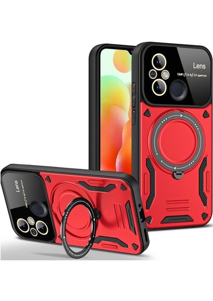 Xiaomi Redmi 12C İle Uyumlu Kılıf Joy Lens Standlı Kapak