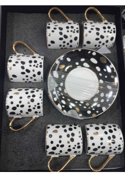 Megline Vista Porselen Kahve Fincan Tk Dekorlu 7083-9