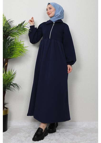Ilayda Fermuarlı Elbise Lacivert