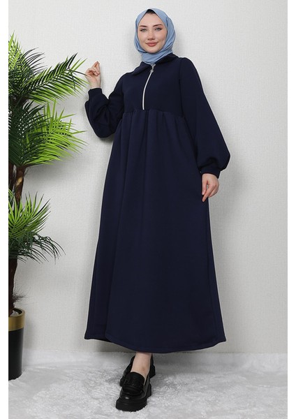 Ilayda Fermuarlı Elbise Lacivert modelleri