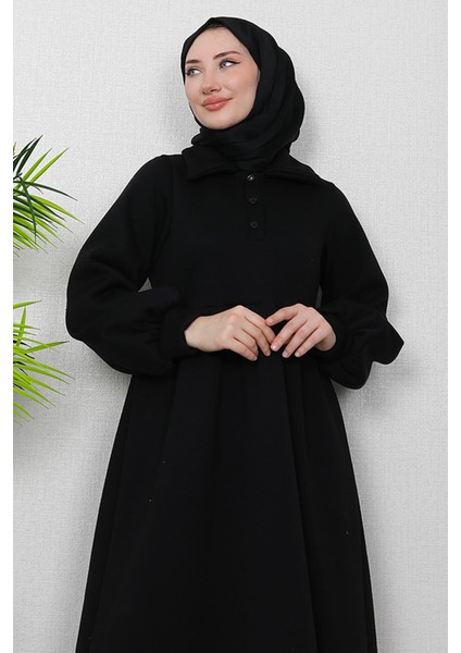 Şevval Düğmeli Elbise Siyah indirimleri