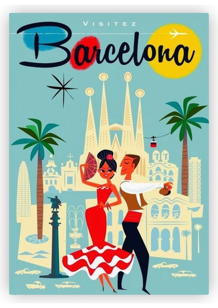 Barcelona Barselona Ahşap Poster 20X29 cm