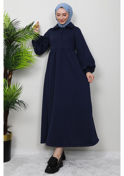 Şevval Düğmeli Elbise Lacivert fırsatları