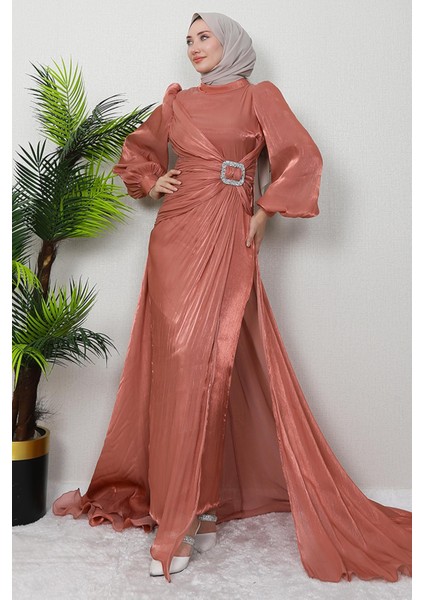Aslı Tesettür Elbise Soft Turuncu