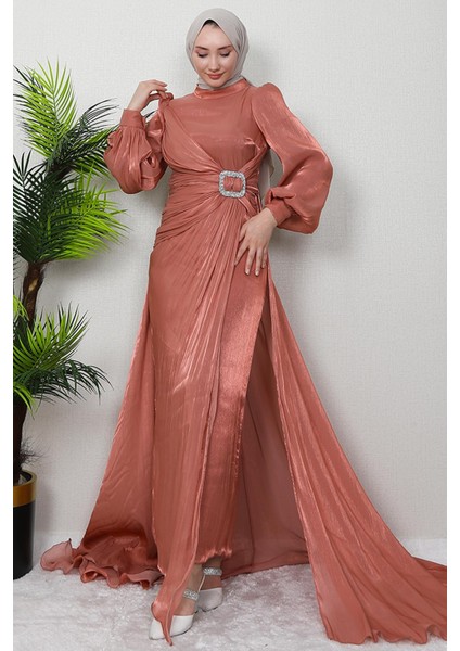 Aslı Tesettür Elbise Soft Turuncu fiyatları