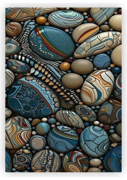 Renkli Taşlar Modern Tasarım Ahşap Poster 20X29 cm