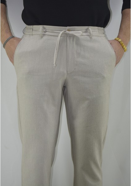 Erkek Gofre Licralı Jogger Pantolon Bej fiyatları