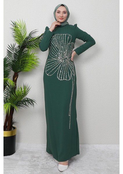 Pia Yonca Çiçek Elbise Koyu Mint modelleri