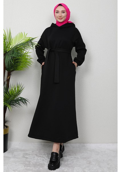 Şardonlu Cepli Elbise Siyah