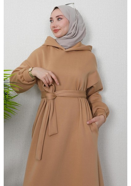 Şardonlu Cepli Elbise Sütlükahve indirimleri