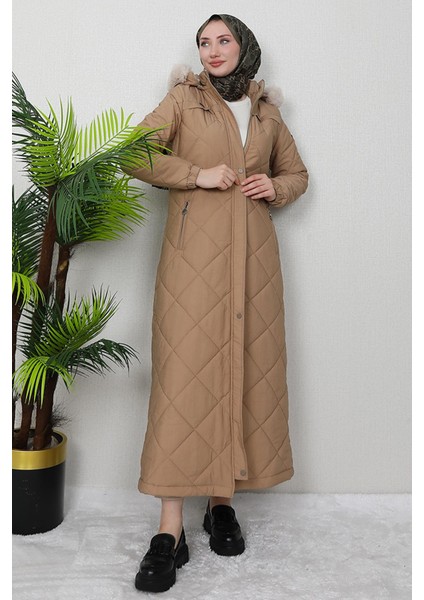 Aysema Kürklü Şişme Mont Sütlükahve