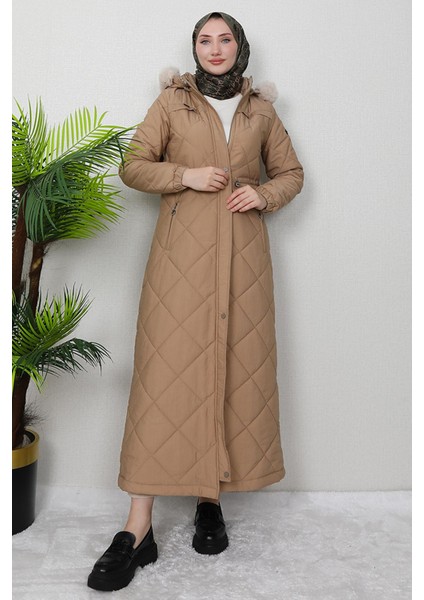 Aysema Kürklü Şişme Mont Sütlükahve modelleri