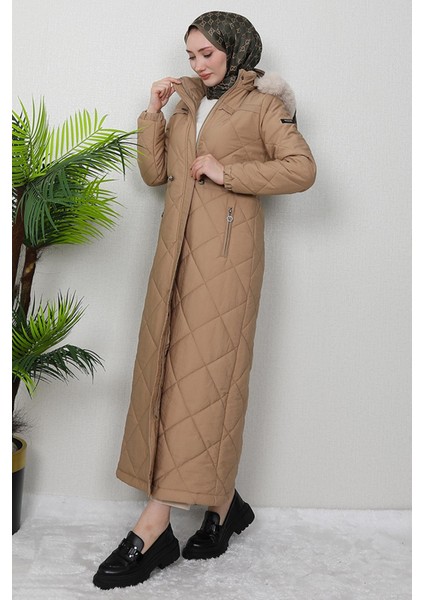 Aysema Kürklü Şişme Mont Sütlükahve fırsatları