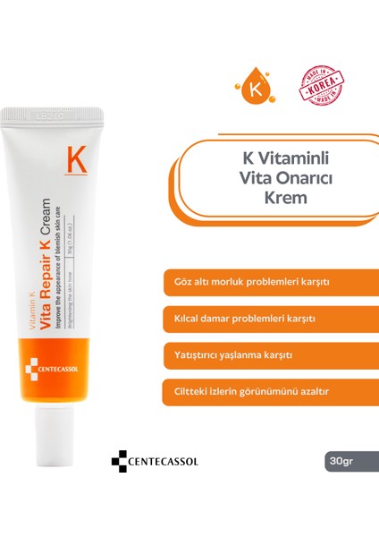 K Vitaminli Krem - Cilt ve Göz Altı Morlukları ile Kılcal Damar Problemleri İçin Krem