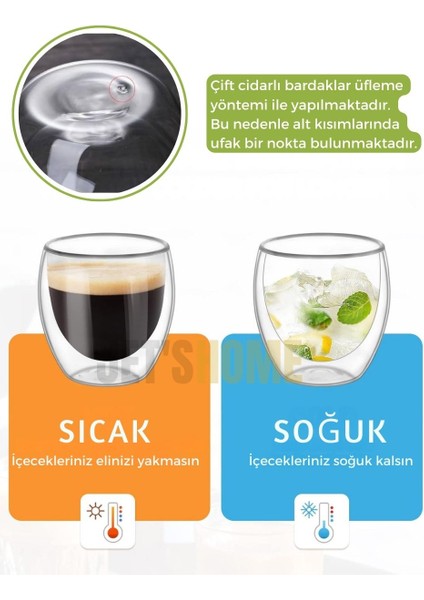 6’Lı Set Cappuccino Bardağı Latte Bardağı Çift Cidarlı Bardak Americano Bardağı 250 Ml Kahve Bardağı