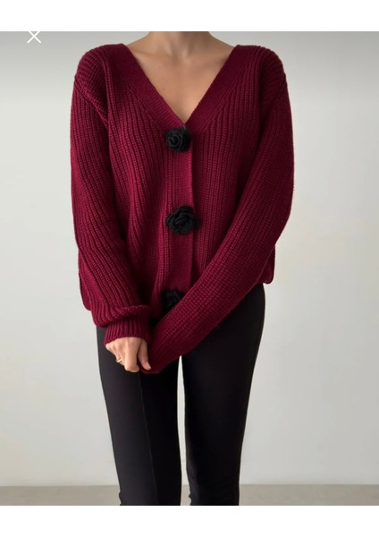 Butik Serdivan Güllü Düğmeli Selanik Örgü Oversize Kadın Hırka Premium Yeni Sezon Trend modelleri