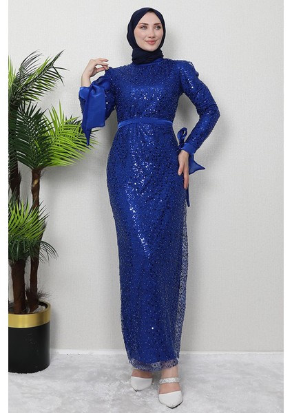 Berfu Tesettür Elbise Lacivert