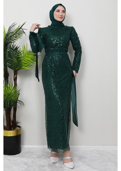 Berfu Tesettür Elbise Lacivert