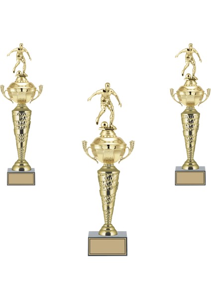 Kişiye Özel Futbol Figürlü Kupa Takımı-Ödül Kupası-Turnuva Kupası-Kupa Seti 3'lü Takım