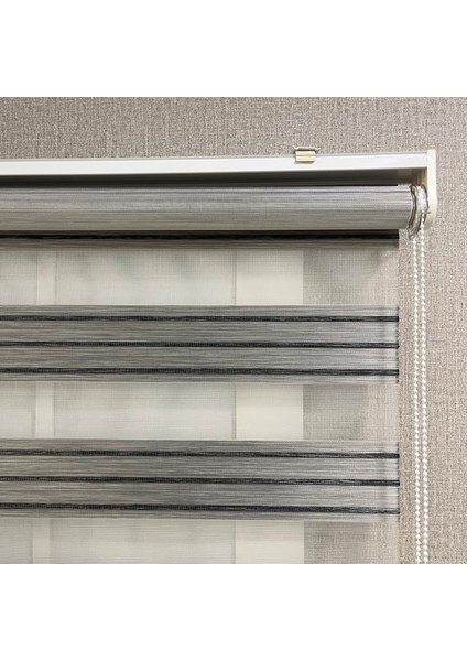 Zebra Stor Perde Dar Plise Güneşlik Antrasit Gri Çizgili fırsatları