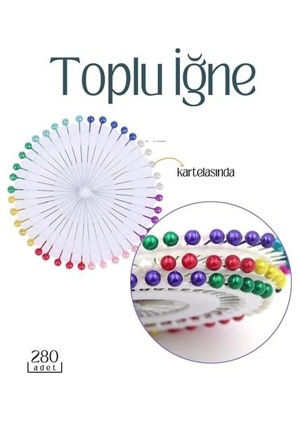 Modacar Renkli Başlı Toplu Iğne 280 Adet