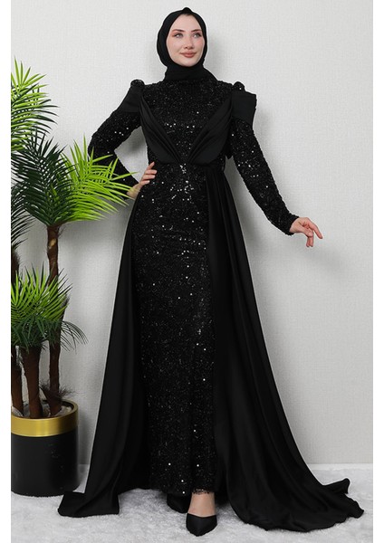 Sümeyra Tesettür Abiye Siyah modelleri