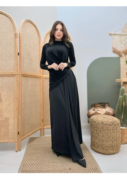 Sandy Kumaş Zr Model Likralı Elbise Tesettür Uyumlu Elbise Yılbaşı Elbisesi