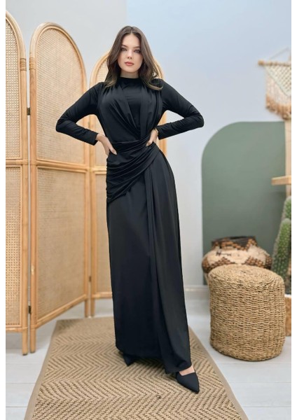 Sandy Kumaş Zr Model Likralı Elbise Tesettür Uyumlu Elbise Yılbaşı Elbisesi