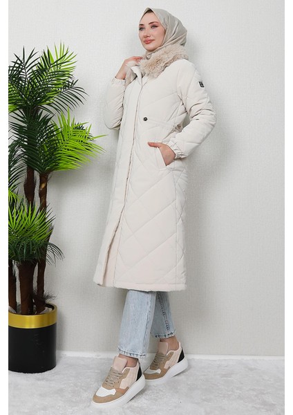 Şişme Anorak Mont Krem