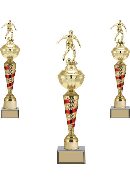 Kişiye Özel Futbol Figürlü Kupa Takımı-Ödül Kupası-Turnuva Kupası-Kupa Seti 3'lü Takım