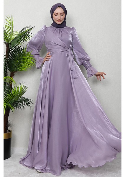 Fiyonk Detay Ipek Abiye Lila fiyatları