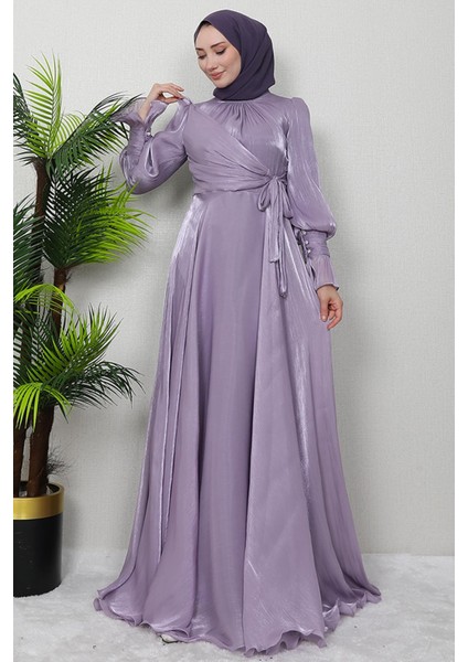 Fiyonk Detay Ipek Abiye Lila fırsatları