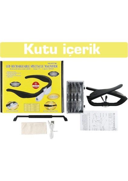 11537DC Şarj Edilebilir Ledli Gözlük Büyüteç