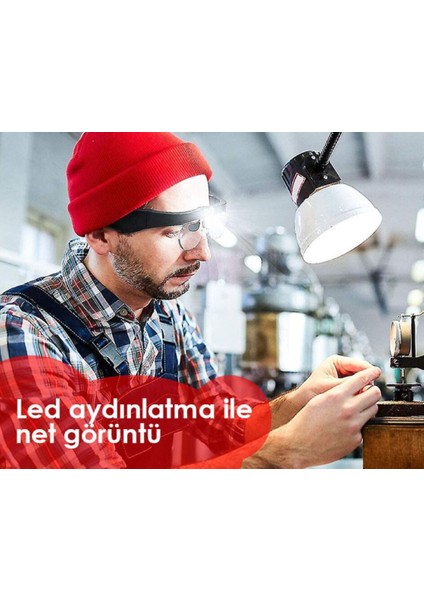 11537DC Şarj Edilebilir Ledli Gözlük Büyüteç